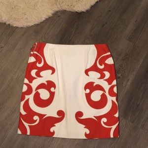 Anthropologie Orange & White Skirt